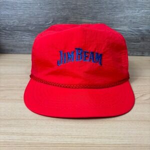 Vintage Jim Beam Hat Cap Snapback Red Blue‎ Nylon Adjustable Outdoors